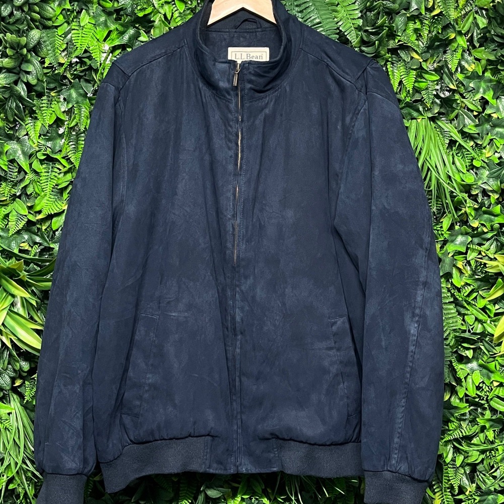 Vintage LL Bean Jacket Mens XL Navy Bomber Full Zip Collared Lined Warm 3532 - Picture 2 of 7